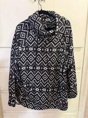 Cowl Neck Black & White Patterned Sweater